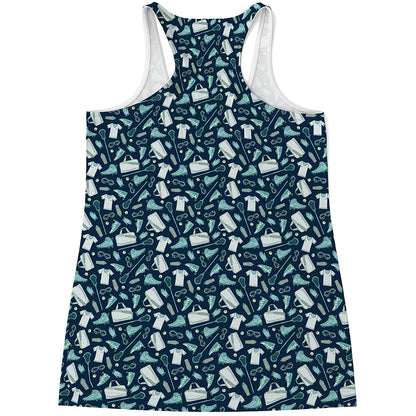 Lacrosse Equipment Pattern Print Women's Racerback Tank Top