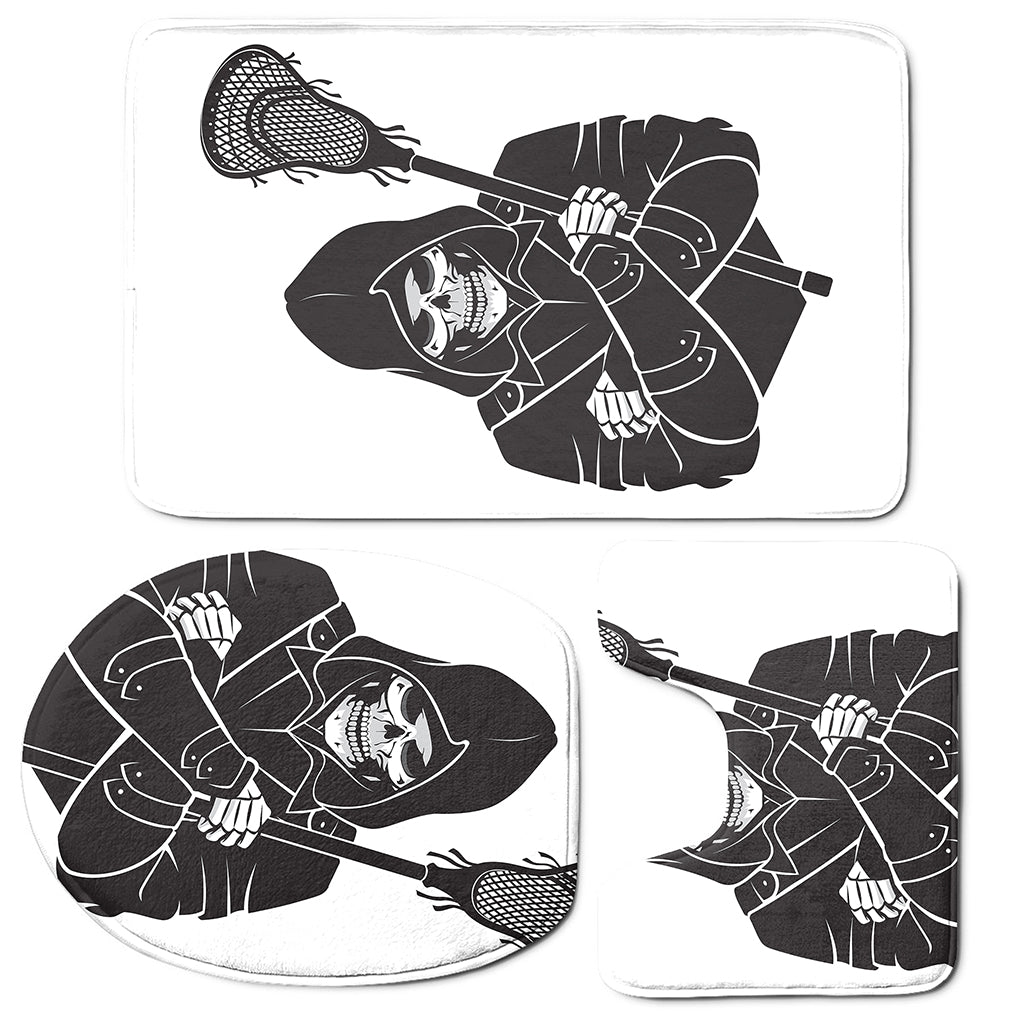 Lacrosse Skull Print 3 Piece Bath Mat Set