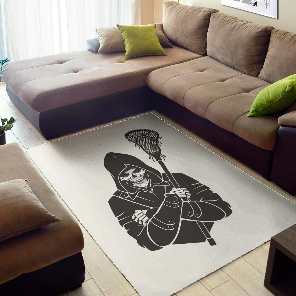 Lacrosse Skull Print Area Rug