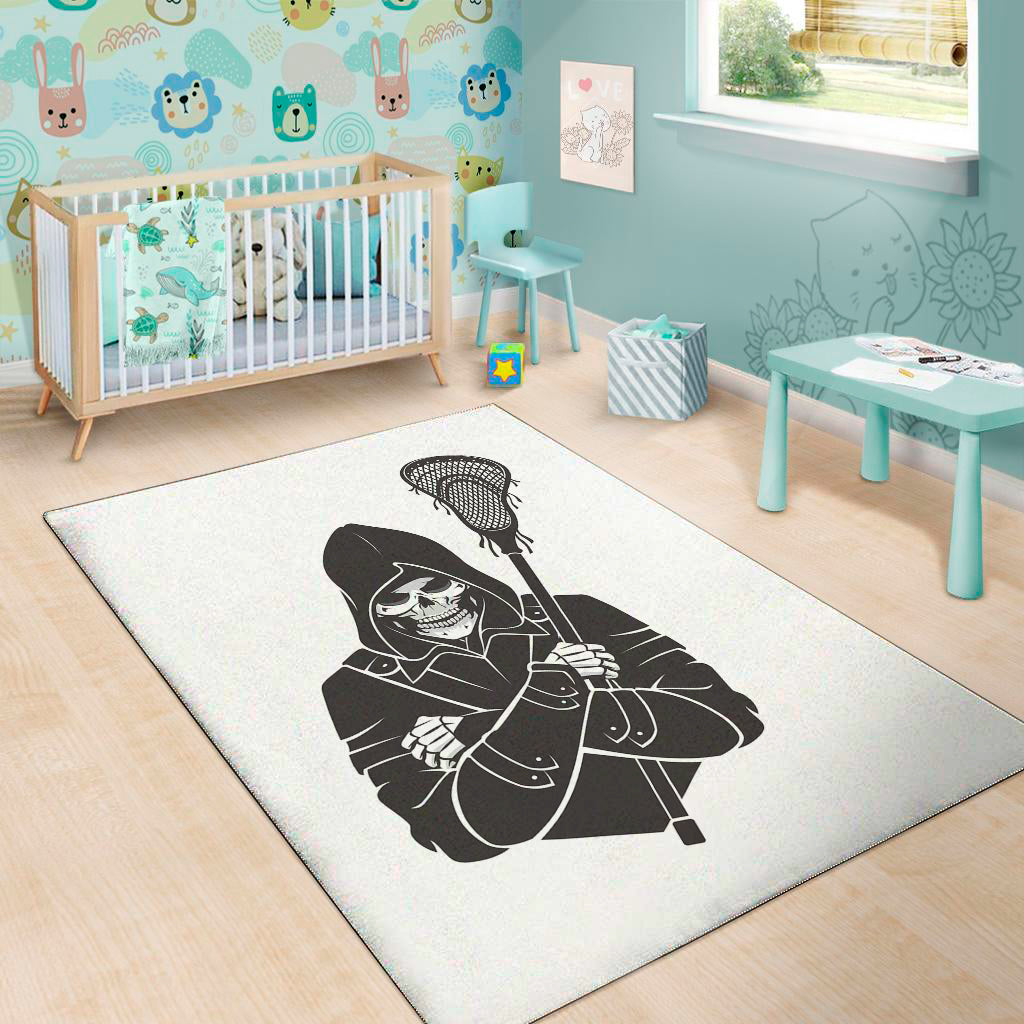 Lacrosse Skull Print Area Rug