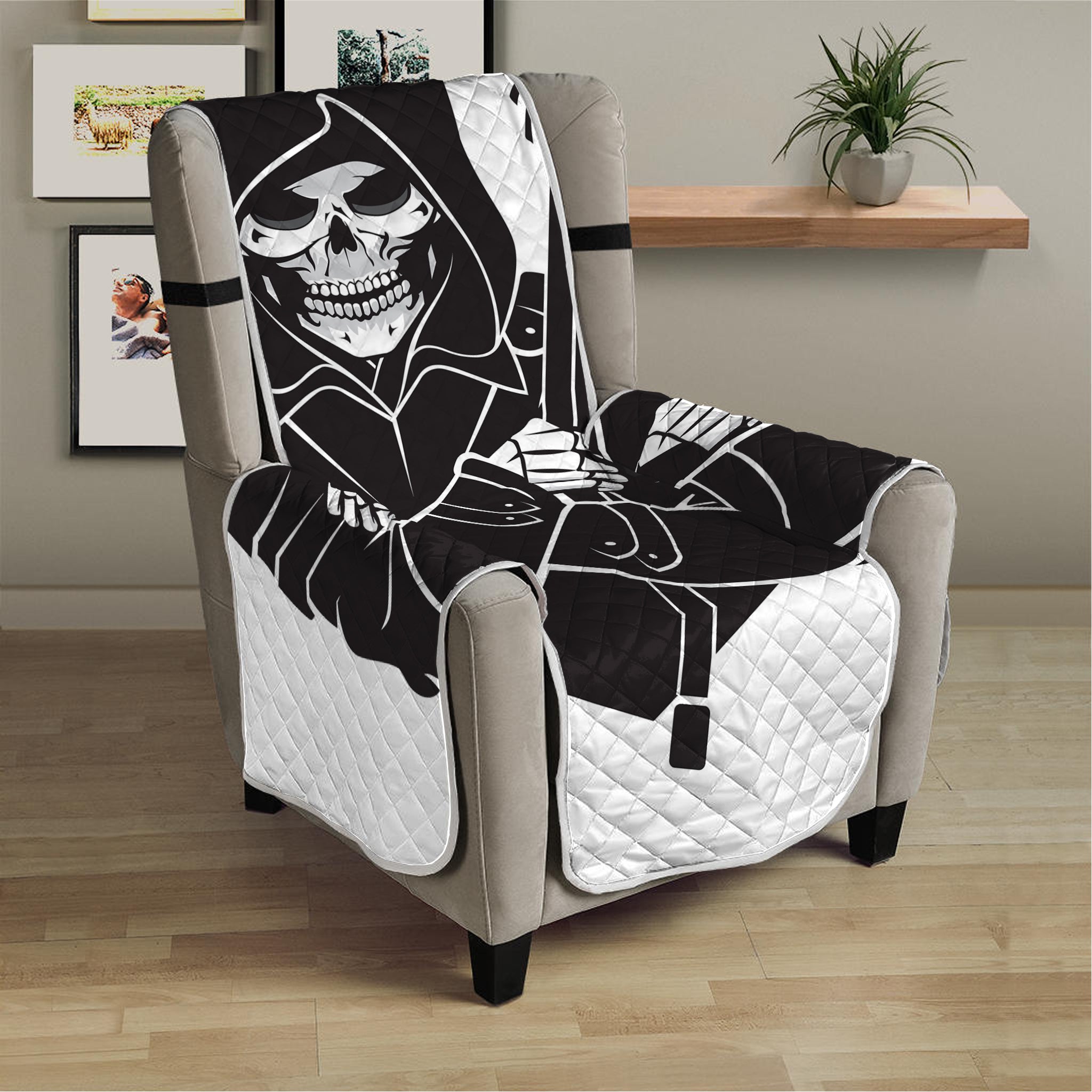 Lacrosse Skull Print Armchair Protector