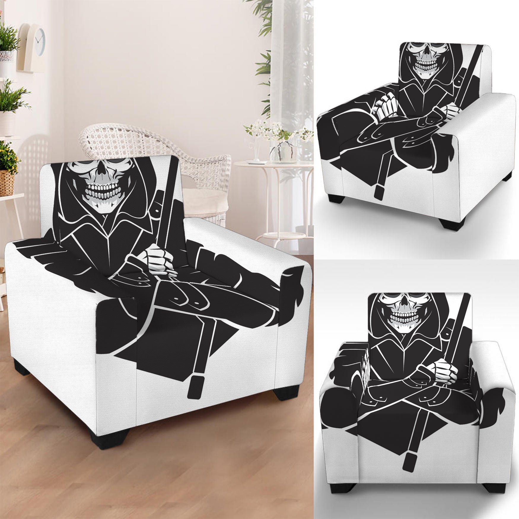 Lacrosse Skull Print Armchair Slipcover