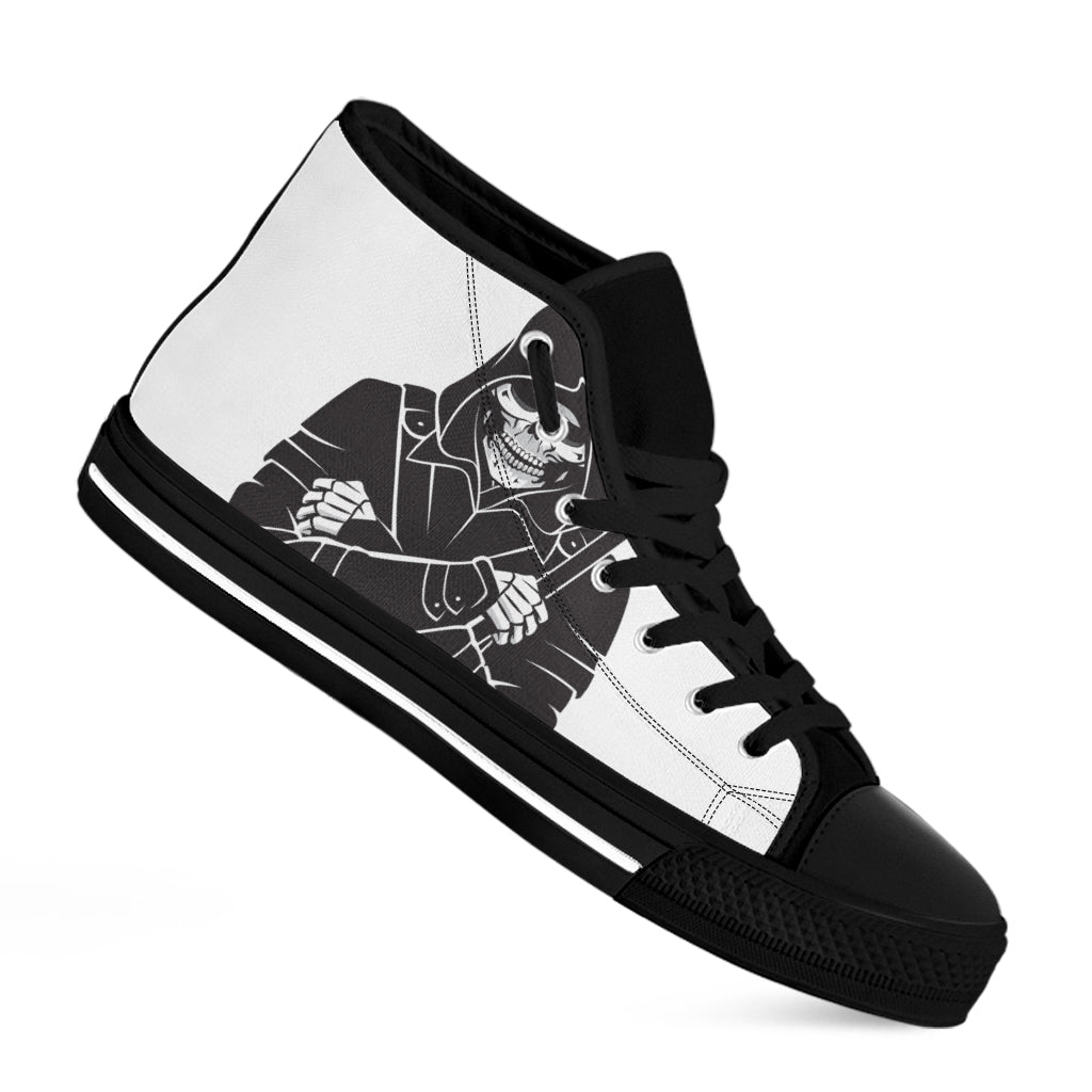 Lacrosse Skull Print Black High Top Shoes
