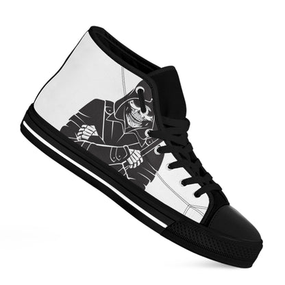 Lacrosse Skull Print Black High Top Shoes