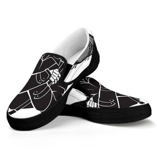 Lacrosse Skull Print Black Slip On Shoes