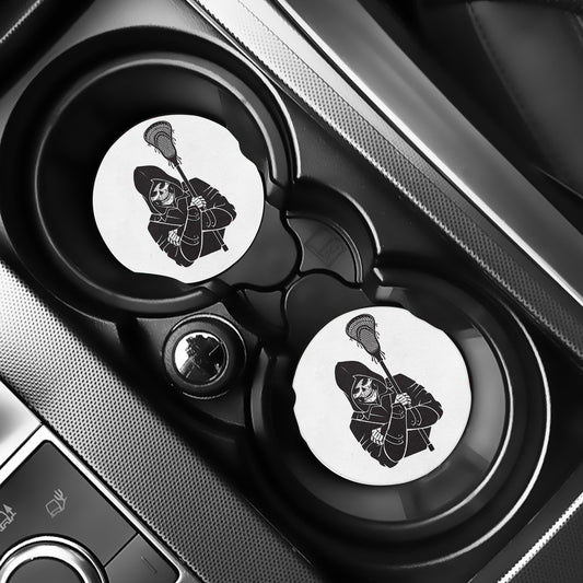 Lacrosse Skull Print Car Coasters