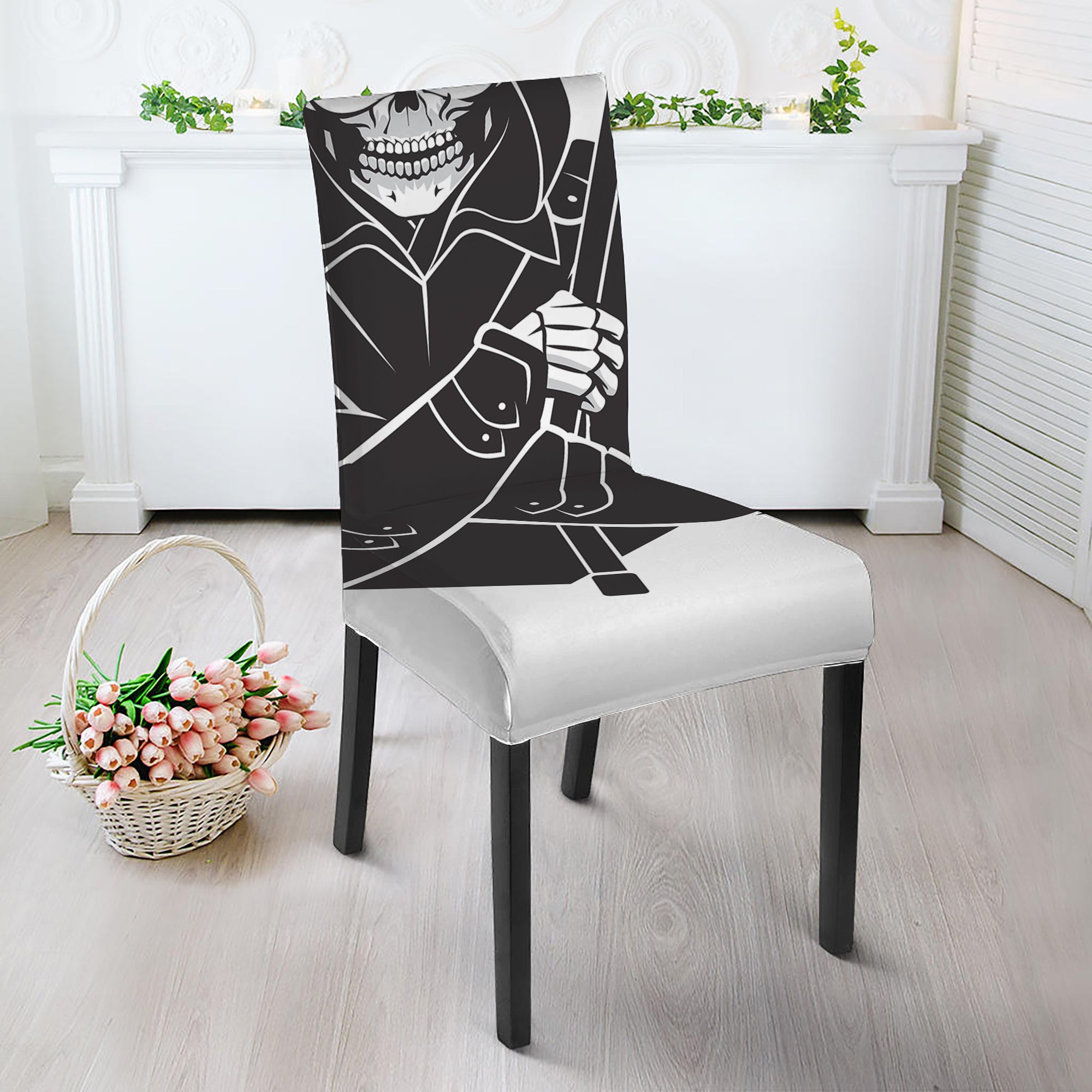 Lacrosse Skull Print Dining Chair Slipcover