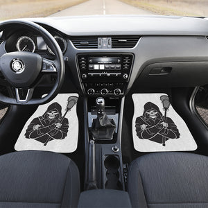 Lacrosse Skull Print Front and Back Car Floor Mats