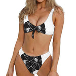 Lacrosse Skull Print Front Bow Tie Bikini