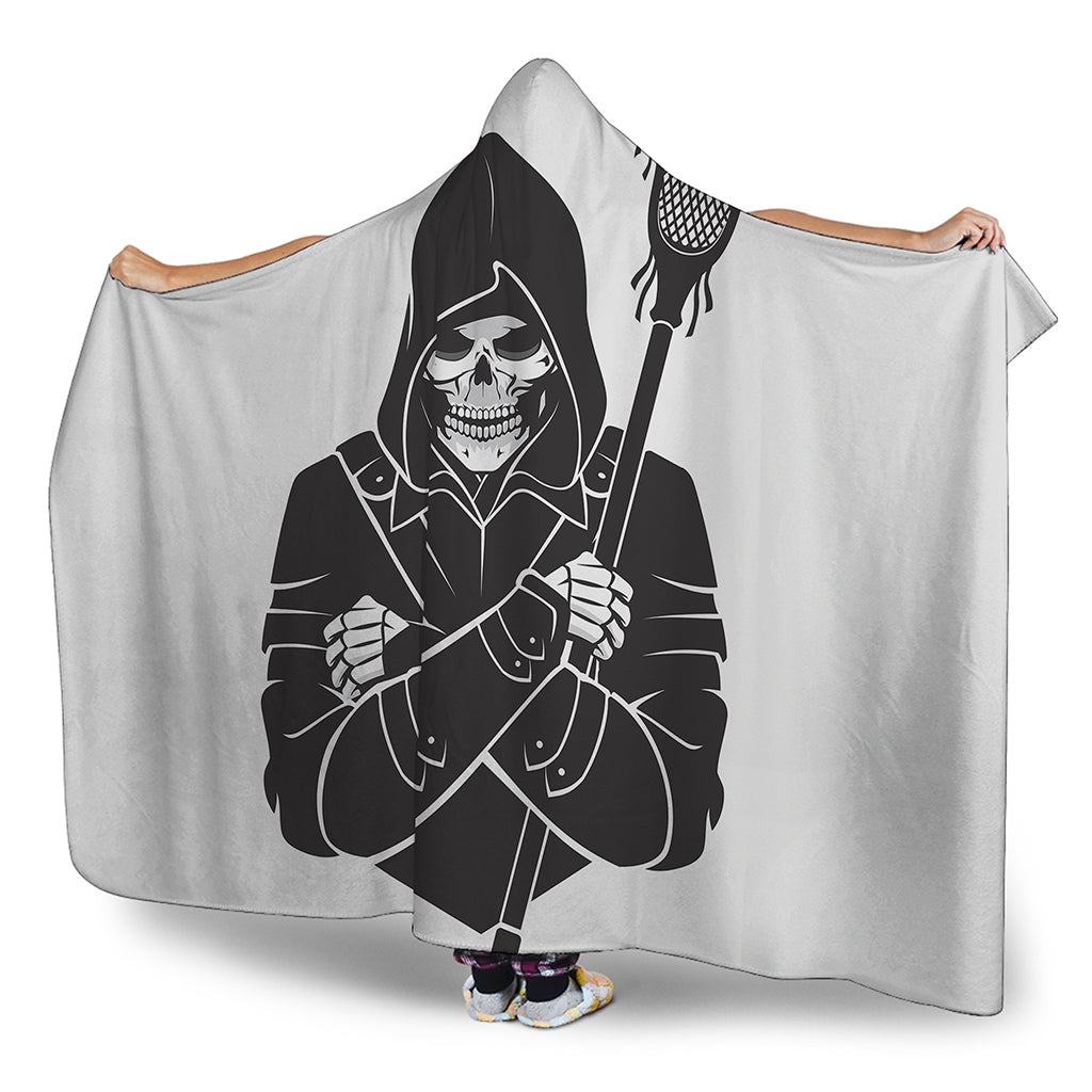 Lacrosse Skull Print Hooded Blanket