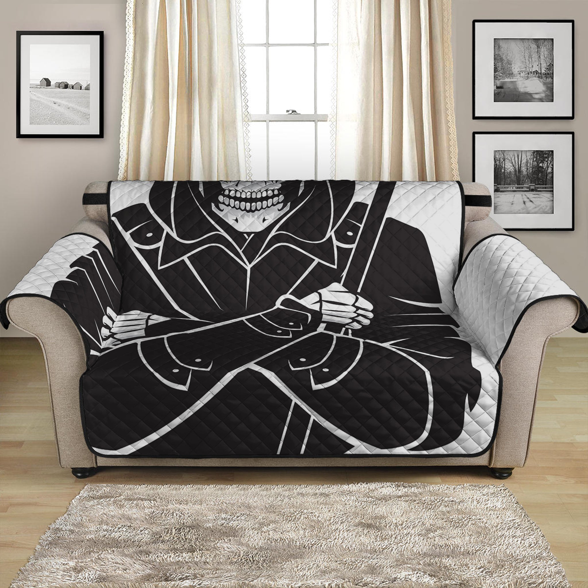 Lacrosse Skull Print Loveseat Protector