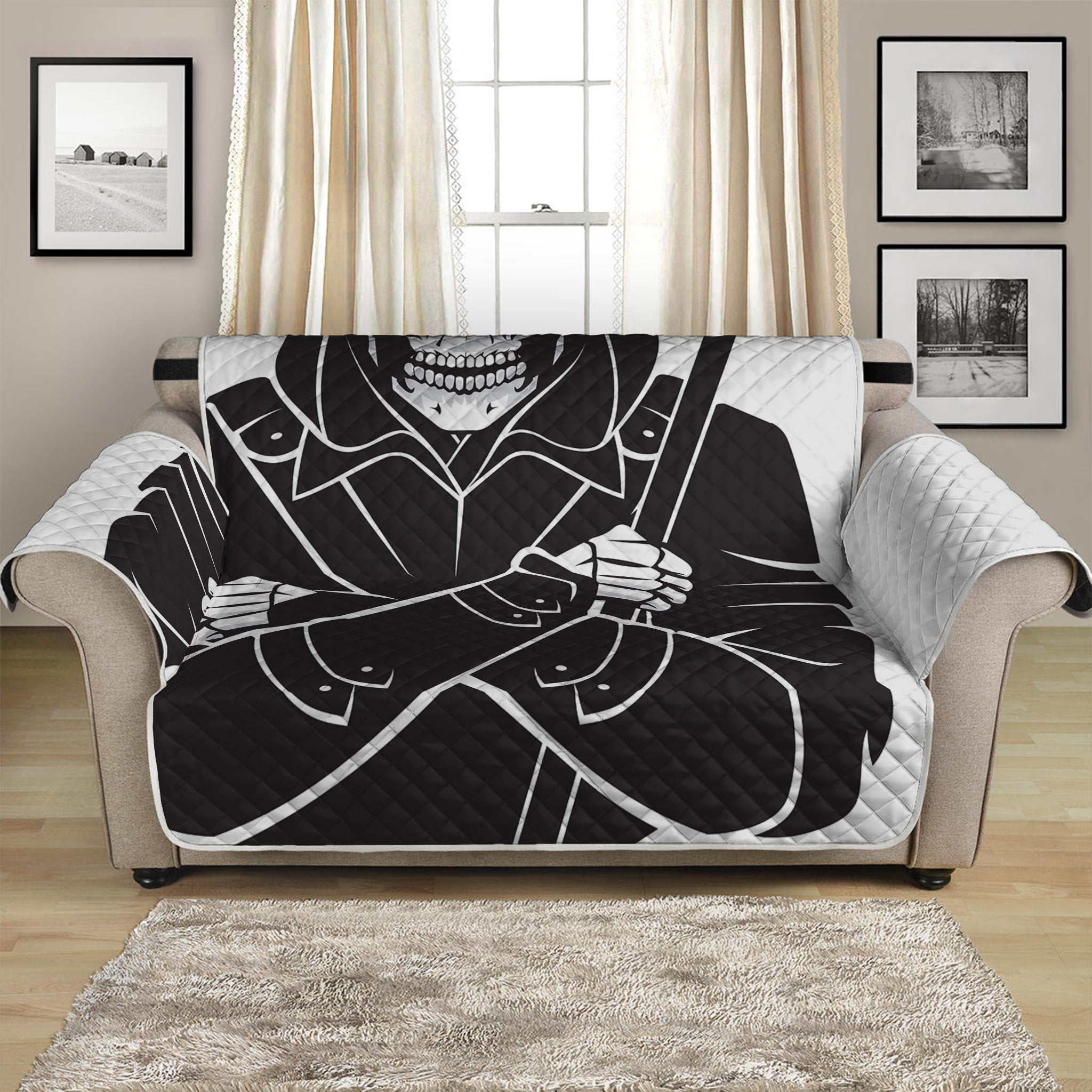 Lacrosse Skull Print Loveseat Protector