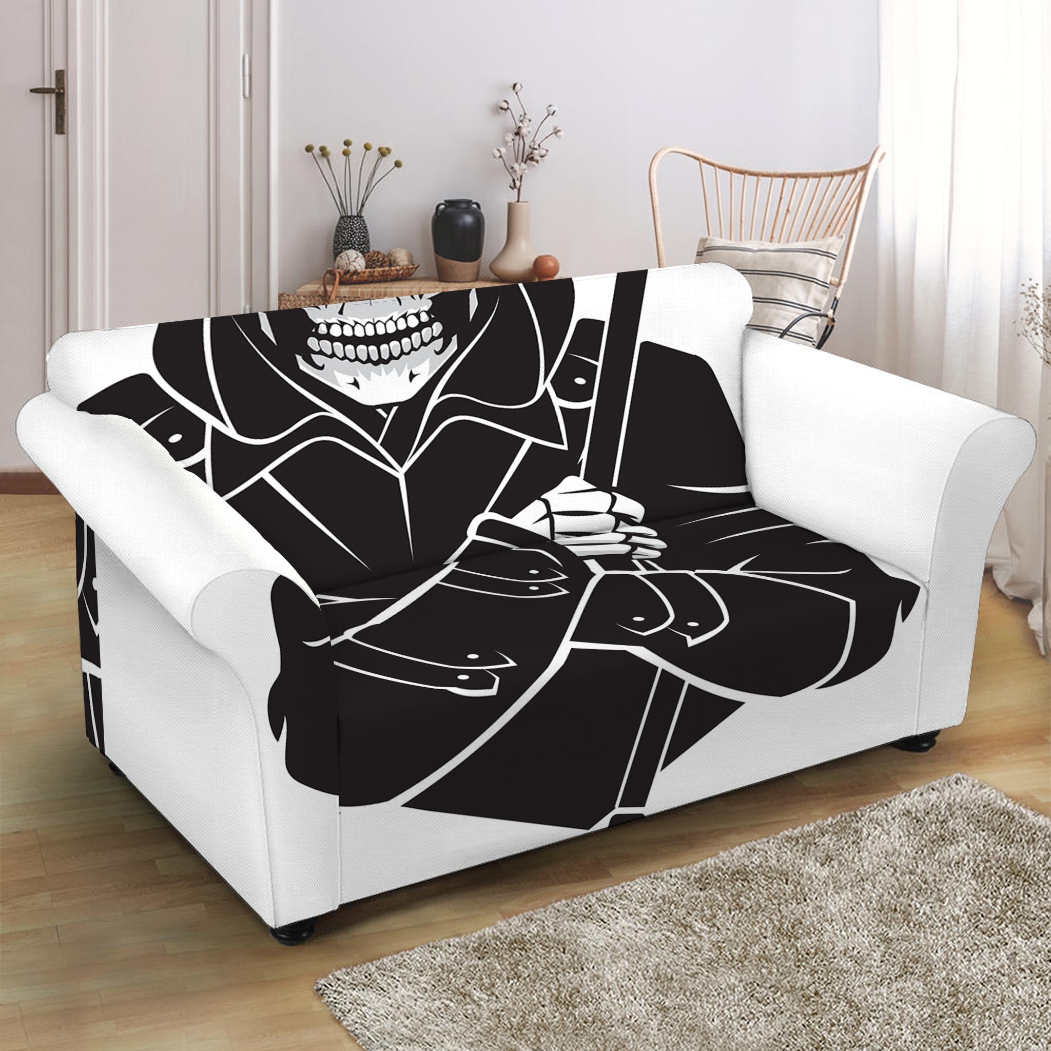 Lacrosse Skull Print Loveseat Slipcover