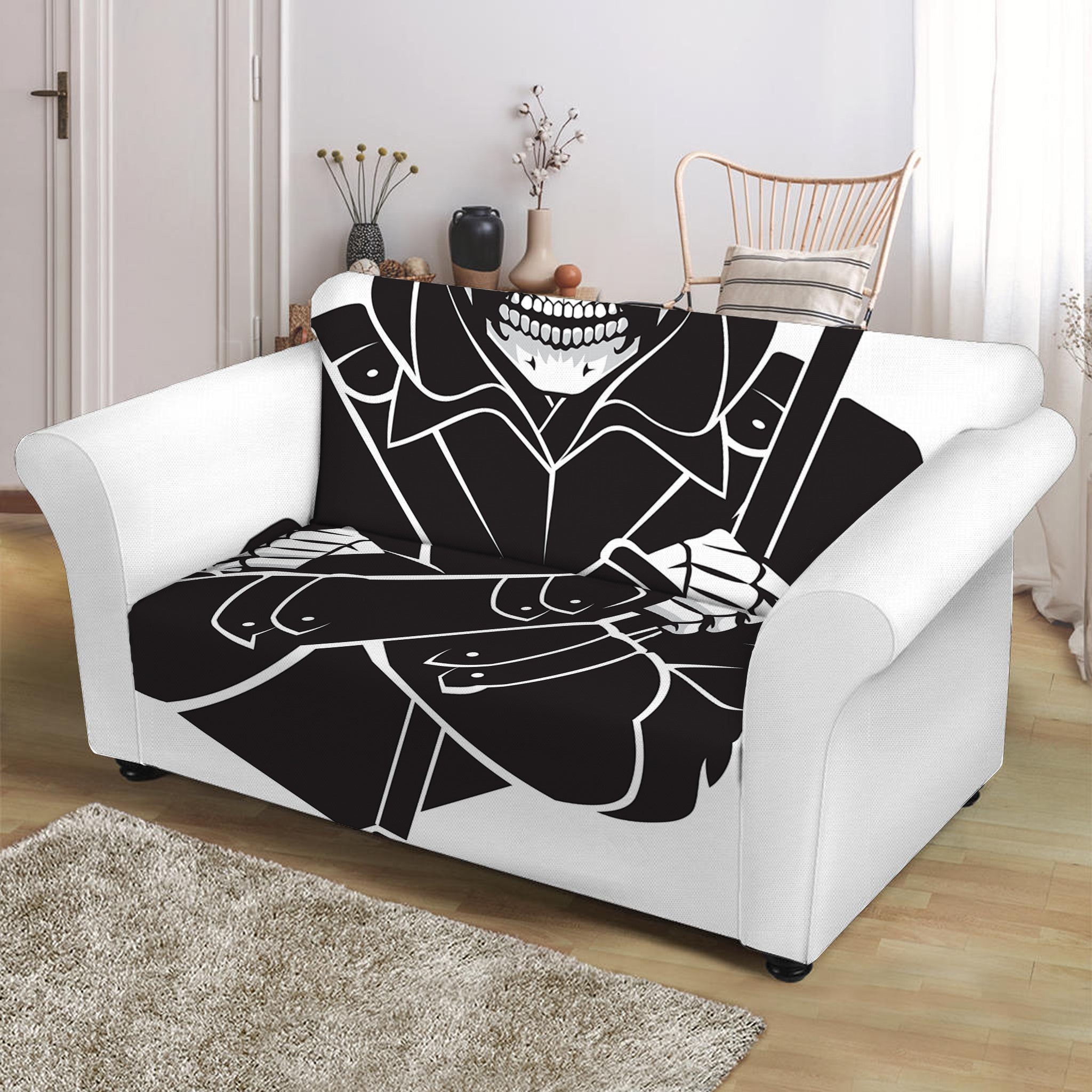 Lacrosse Skull Print Loveseat Slipcover