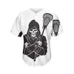 Lacrosse Skull Print Men's Baseball Jersey