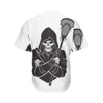 Lacrosse Skull Print Men's Baseball Jersey