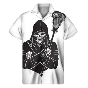 Lacrosse Skull Print Men's Short Sleeve Shirt