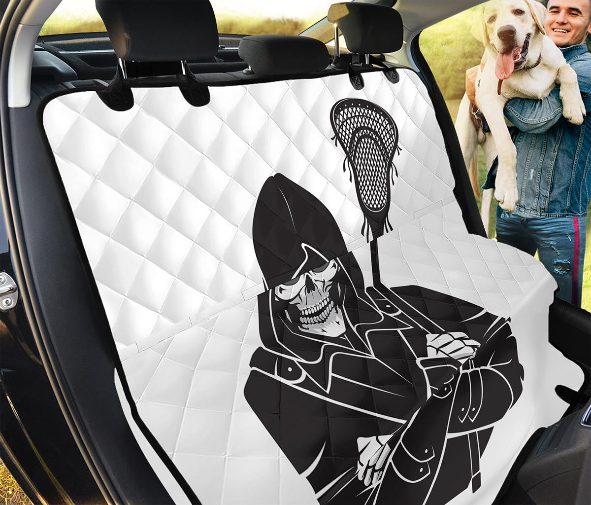 Lacrosse Skull Print Pet Car Back Seat Cover