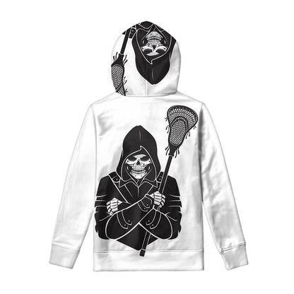 Lacrosse Skull Print Pullover Hoodie
