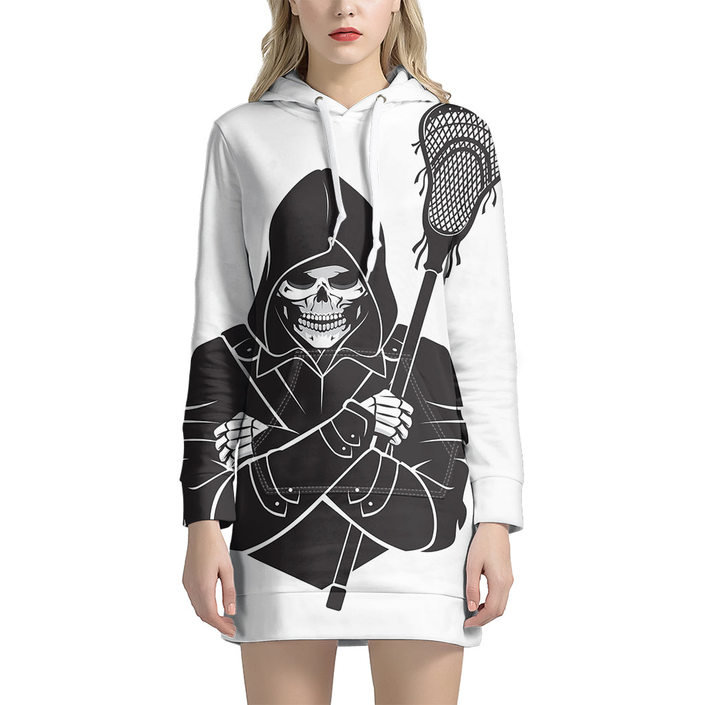 Lacrosse Skull Print Pullover Hoodie Dress