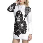 Lacrosse Skull Print Pullover Hoodie Dress