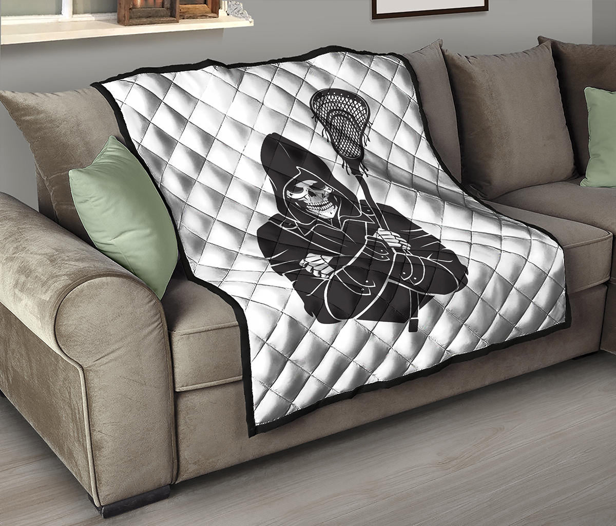 Lacrosse Skull Print Quilt