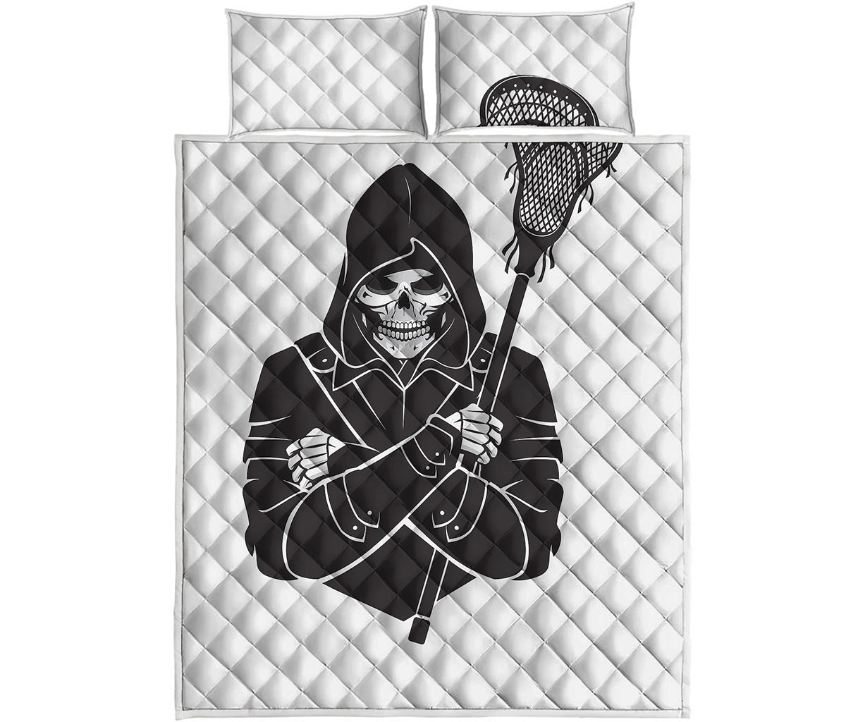 Lacrosse Skull Print Quilt Bed Set