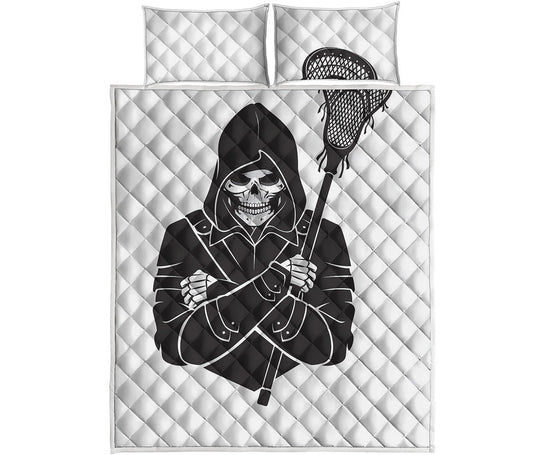 Lacrosse Skull Print Quilt Bed Set