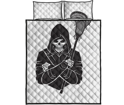 Lacrosse Skull Print Quilt Bed Set
