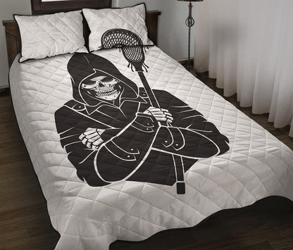 Lacrosse Skull Print Quilt Bed Set