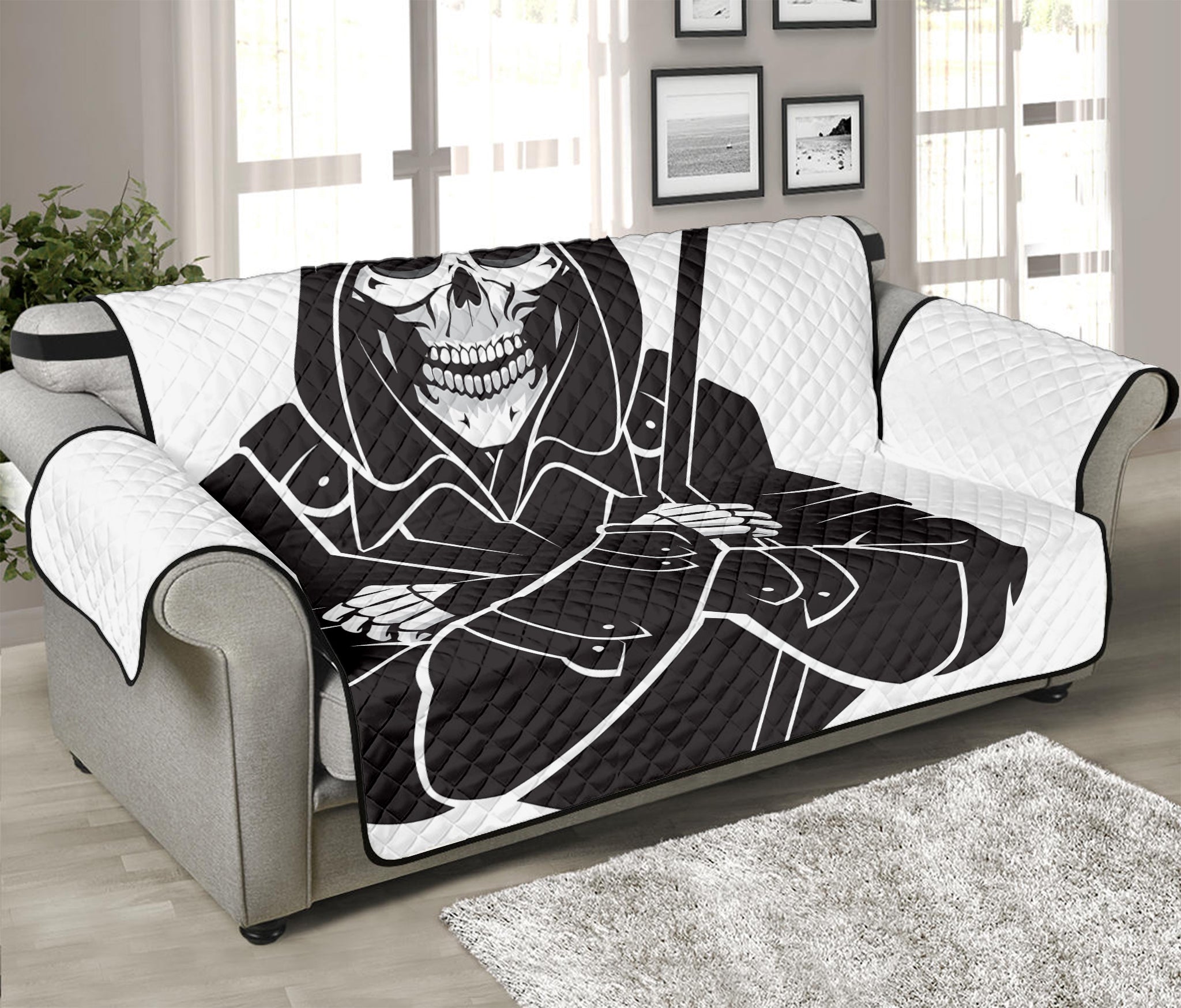 Lacrosse Skull Print Sofa Protector