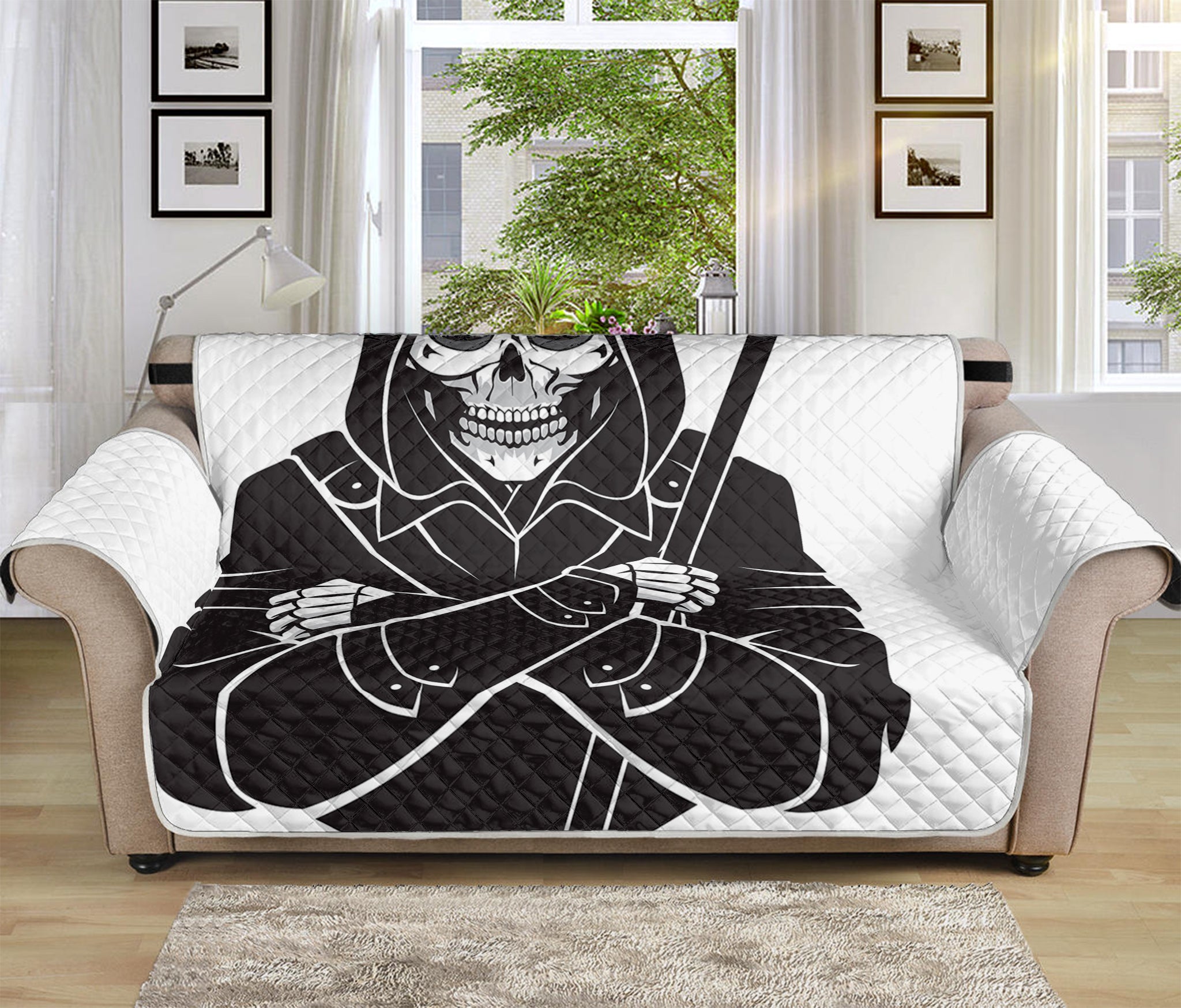 Lacrosse Skull Print Sofa Protector