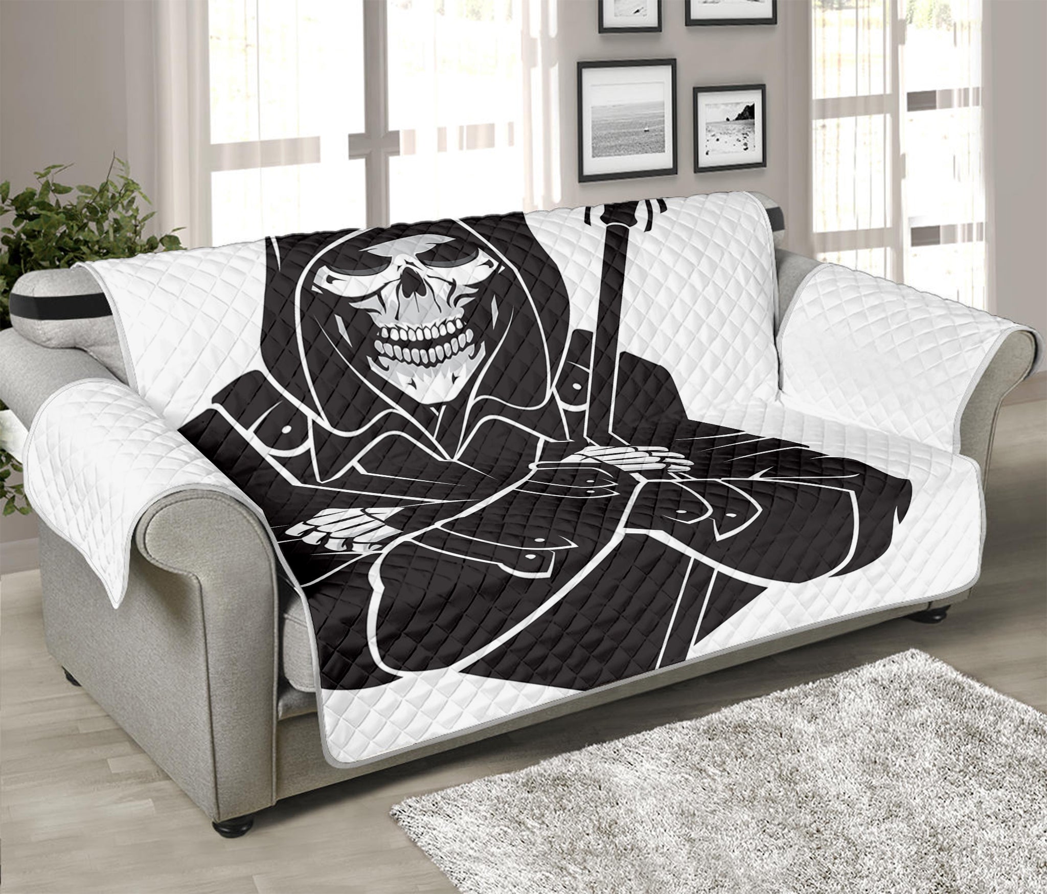 Lacrosse Skull Print Sofa Protector