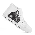 Lacrosse Skull Print White High Top Shoes