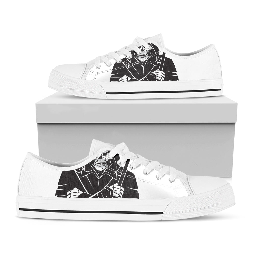 Lacrosse Skull Print White Low Top Shoes