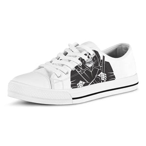 Lacrosse Skull Print White Low Top Shoes