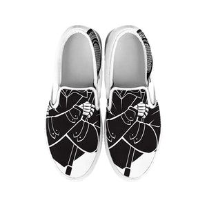 Lacrosse Skull Print White Slip On Shoes