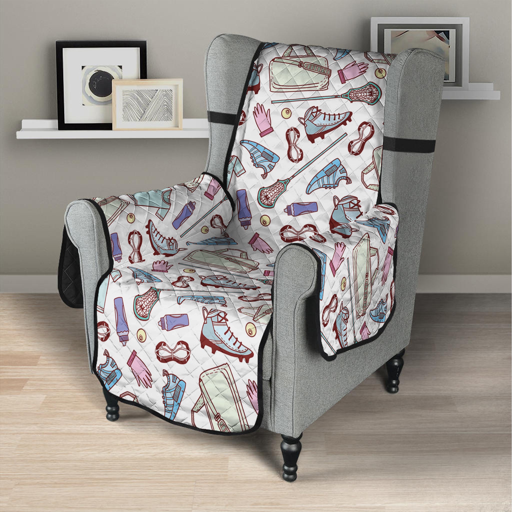 Lacrosse Sport Pattern Print Armchair Protector