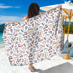 Lacrosse Sport Pattern Print Beach Sarong Wrap