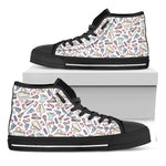 Lacrosse Sport Pattern Print Black High Top Shoes