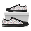Lacrosse Sport Pattern Print Black Low Top Sneakers