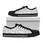 Lacrosse Sport Pattern Print Black Low Top Shoes
