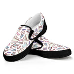 Lacrosse Sport Pattern Print Black Slip On Shoes