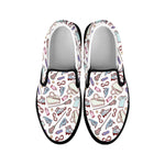 Lacrosse Sport Pattern Print Black Slip On Shoes