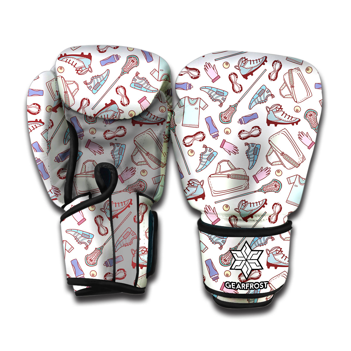 Lacrosse Sport Pattern Print Boxing Gloves