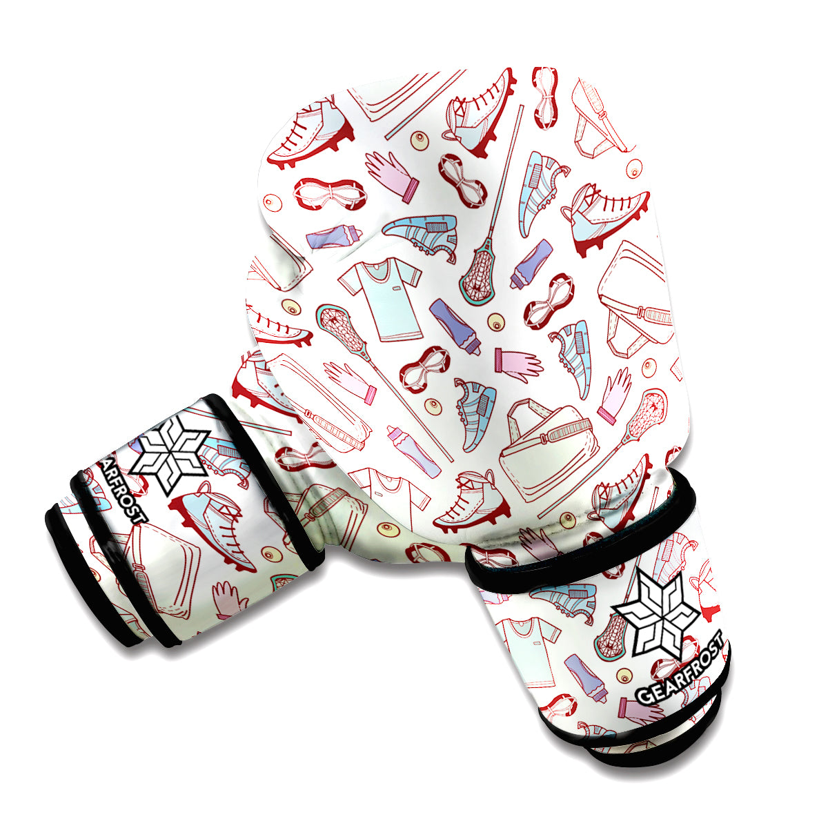 Lacrosse Sport Pattern Print Boxing Gloves