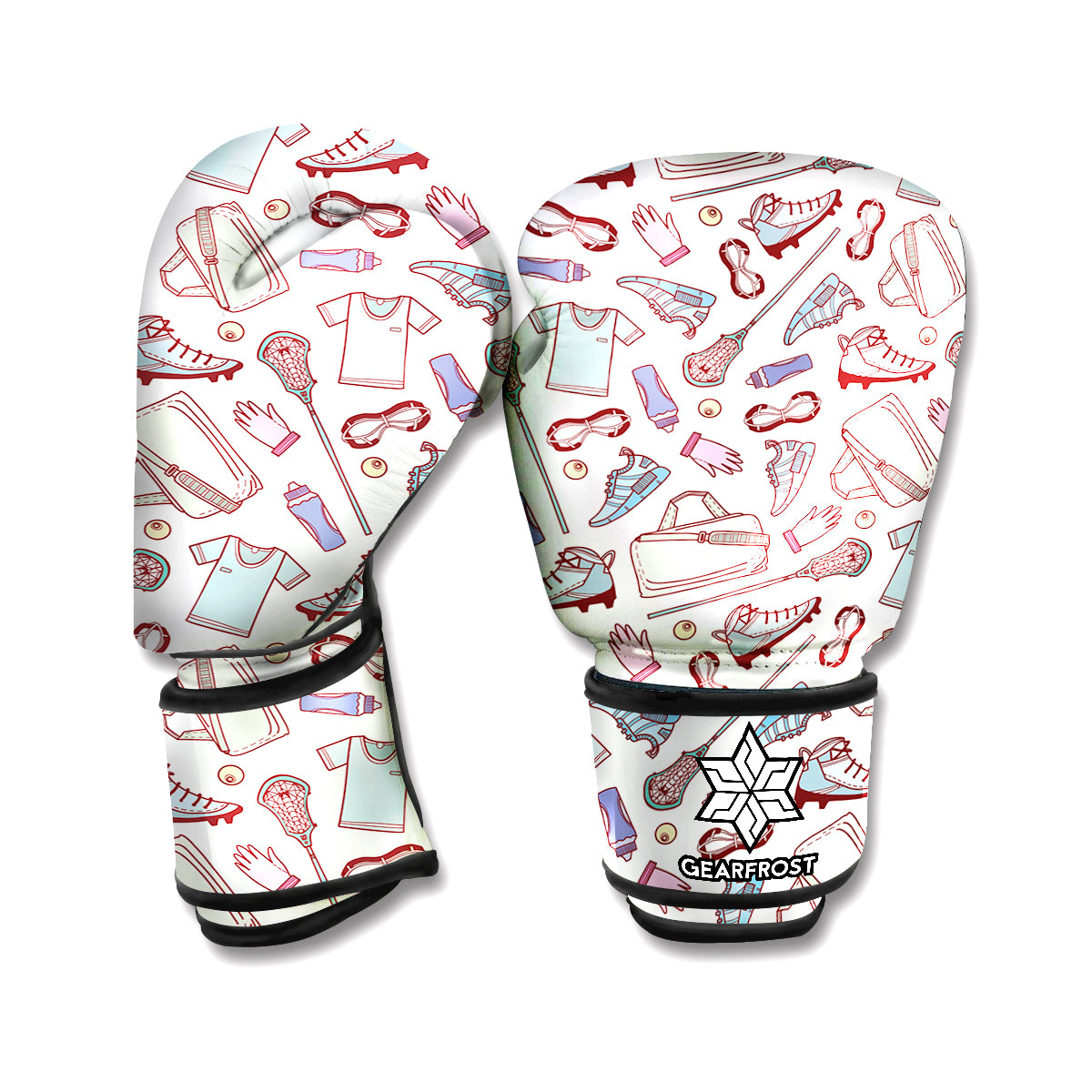 Lacrosse Sport Pattern Print Boxing Gloves