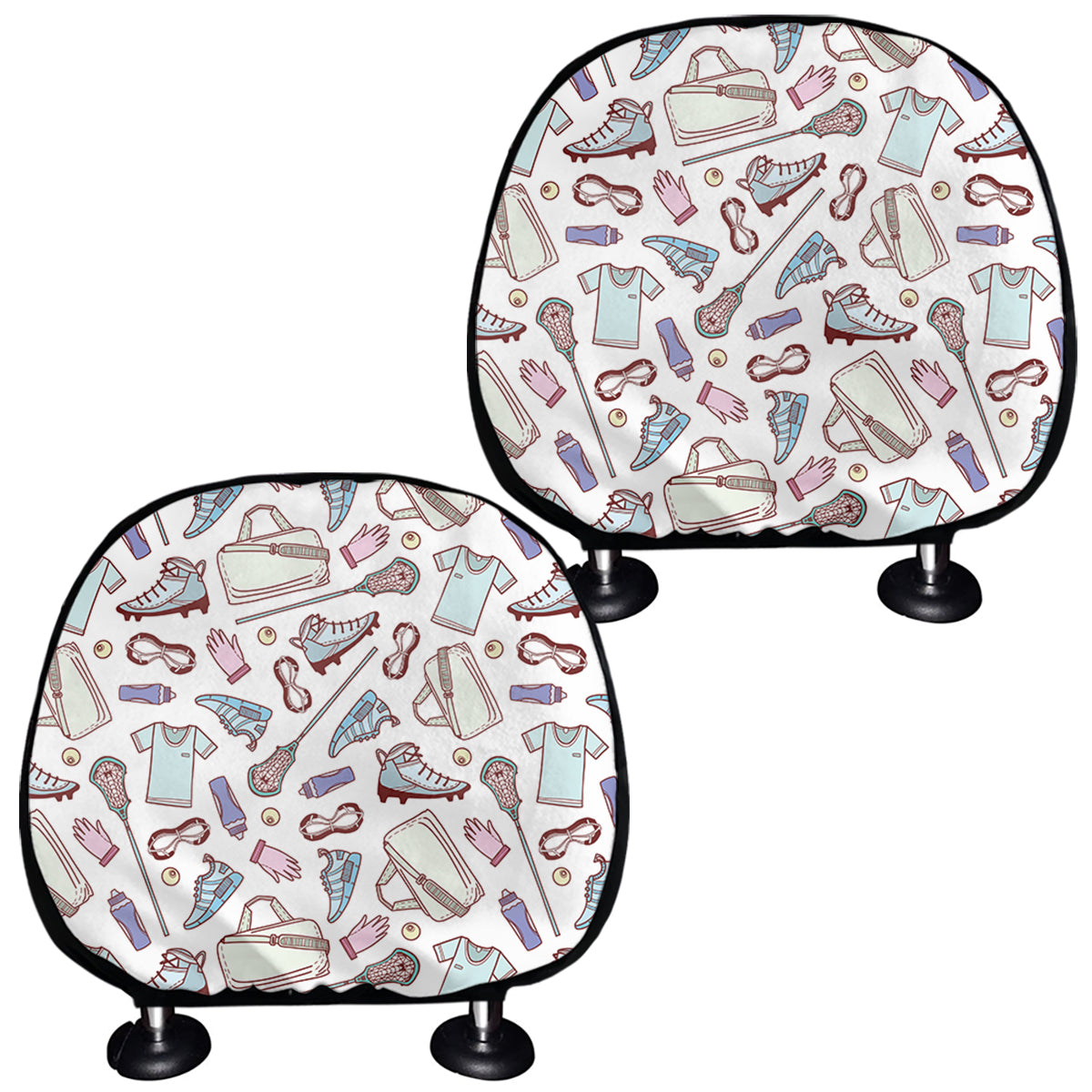 Lacrosse Sport Pattern Print Car Headrest Covers