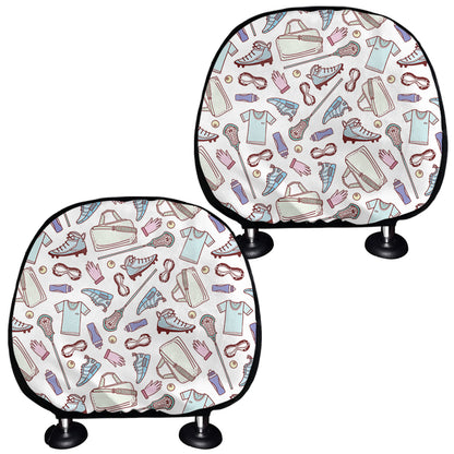 Lacrosse Sport Pattern Print Car Headrest Covers