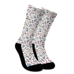 Lacrosse Sport Pattern Print Crew Socks
